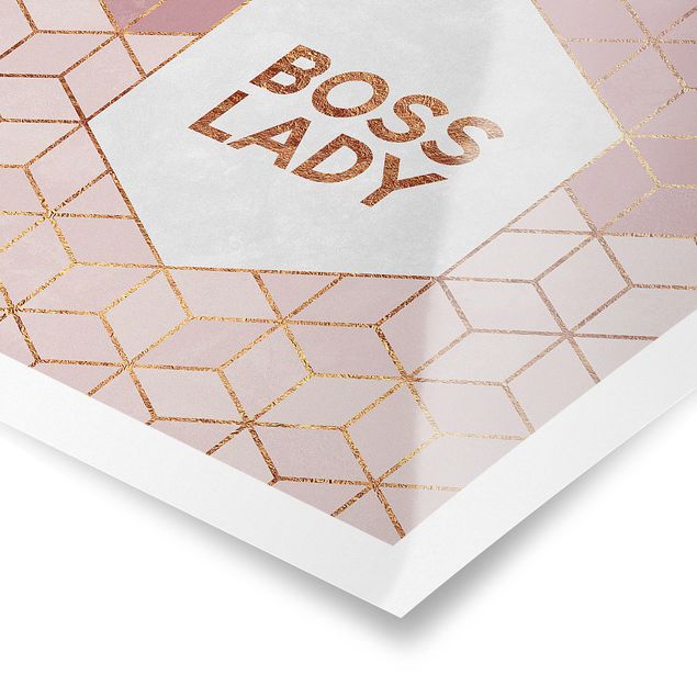 Poster - Boss Lady Sechsecke Rosa - Quadrat 1:1