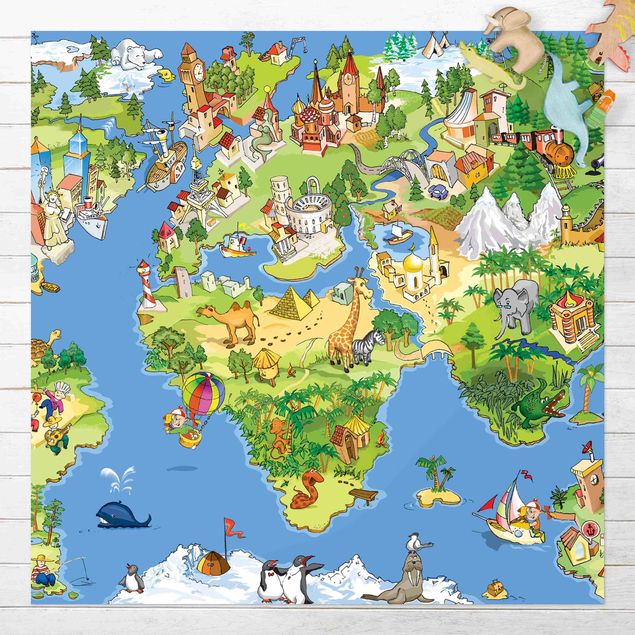 outdoor-teppich wetterfest Great And Funny Worldmap