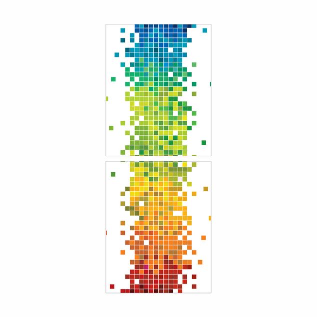 Möbelfolie für IKEA Billy Regal - Klebefolie Pixel-Regenbogen