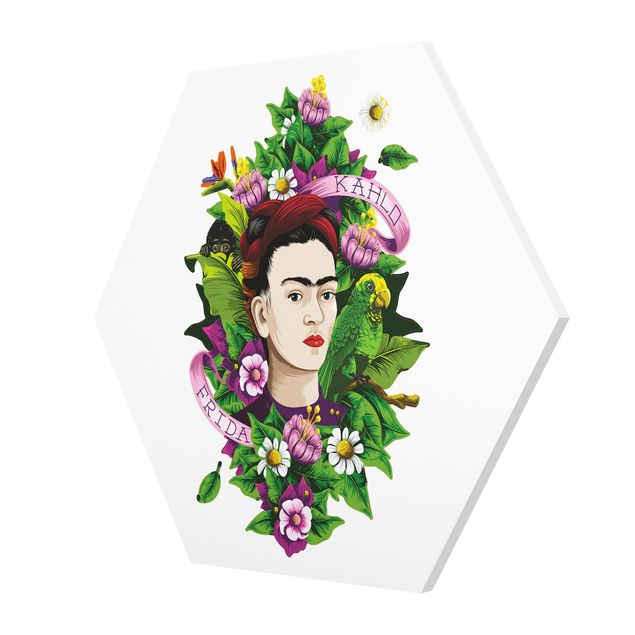 Hexagon Bild Forex - Frida Kahlo - Frida, Äffchen und Papagei