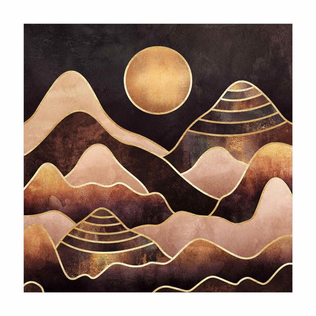 Teppich modern Goldene Sonne abstrakte Berge