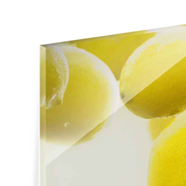Spritzschutz Glas - Zitronen im Wasser - Panorama - 5:2