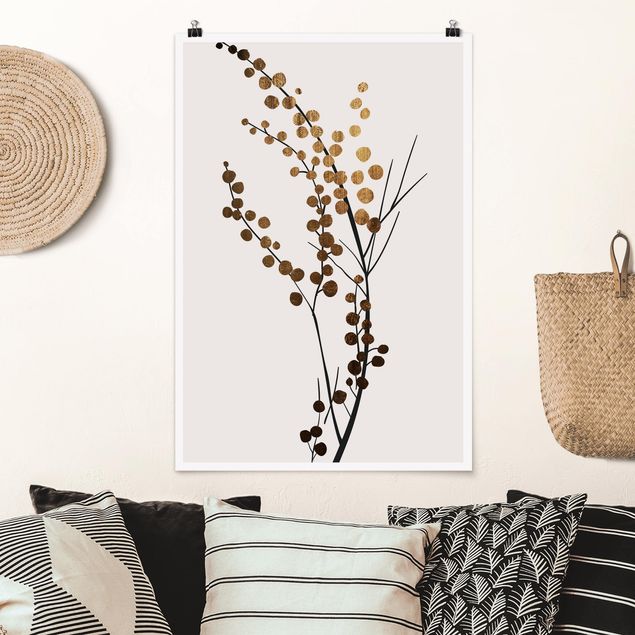 Kunstdrucke Poster Grafische Pflanzenwelt - Beeren Gold