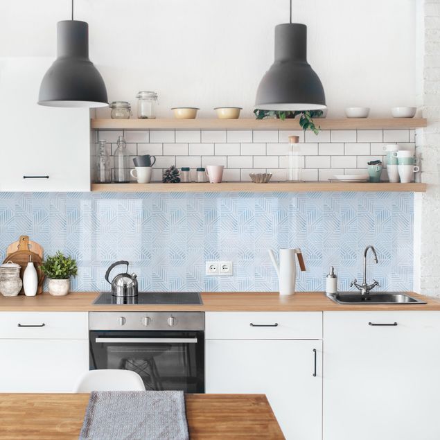 Küchenrückwand Muster Linienmuster Verlauf in Blau II