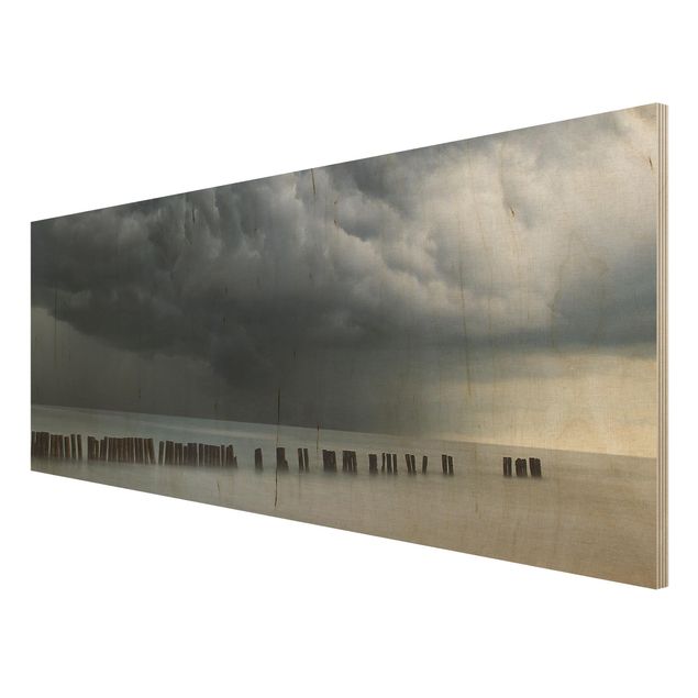 Holzbilder modern Sturmwolken über der Ostsee
