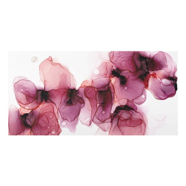 Spritzschutz Glas - Wilde Blüten in Violett und Gold - Querformat 2:1