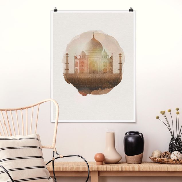 Städte Poster Wasserfarben - Taj Mahal
