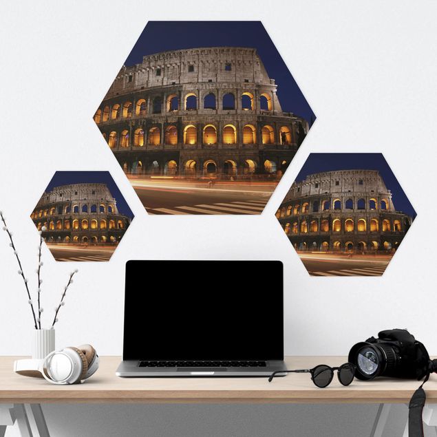 Hexagon Bild Forex - Colosseum in Rom bei Nacht