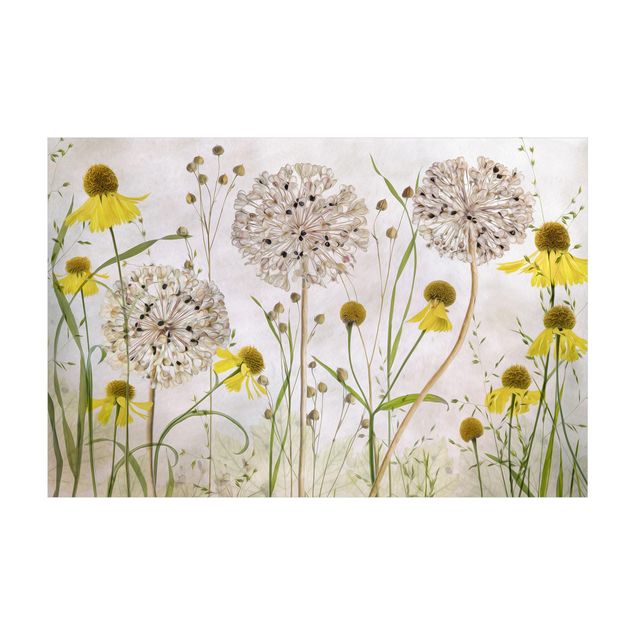 Teppich Blumen Allium und Helenium Illustration