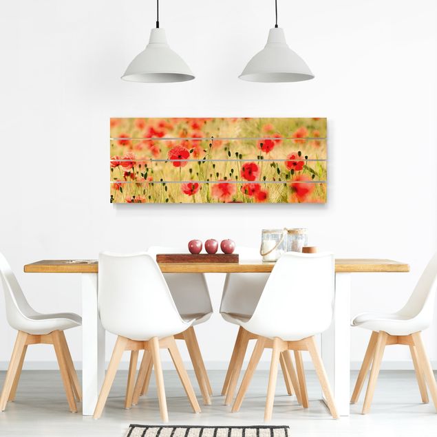 Wandbild Holz Summer Poppies