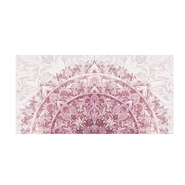 Teppich rosa Mandala Aquarell Ornament halbkreis rot
