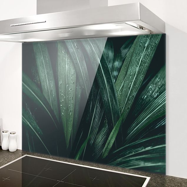 Spritzschutz Glas magnetisch Grüne Palmenblätter