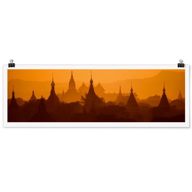 Poster - Tempelstadt in Myanmar - Panorama Querformat