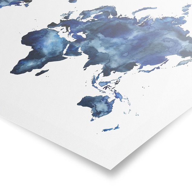 Poster kaufen Wasser-Weltkarte hell