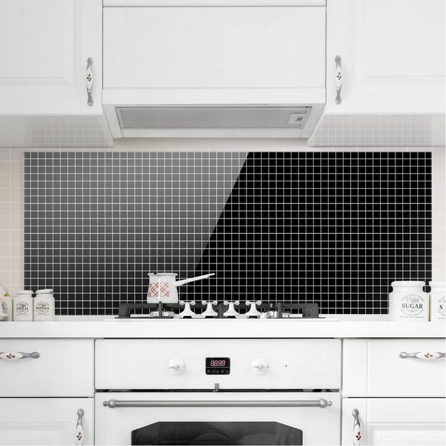 Küchenrückwand Glas Fliesenoptik Mosaikfliesen Schwarz Matt