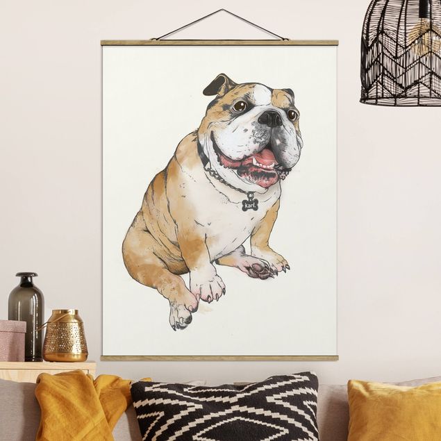Wandbilder Tiere Illustration Hund Bulldogge Malerei