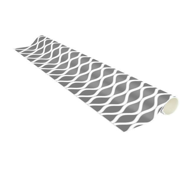 Moderne Teppiche Retro Muster mit glänzenden Wellen in anthrazit