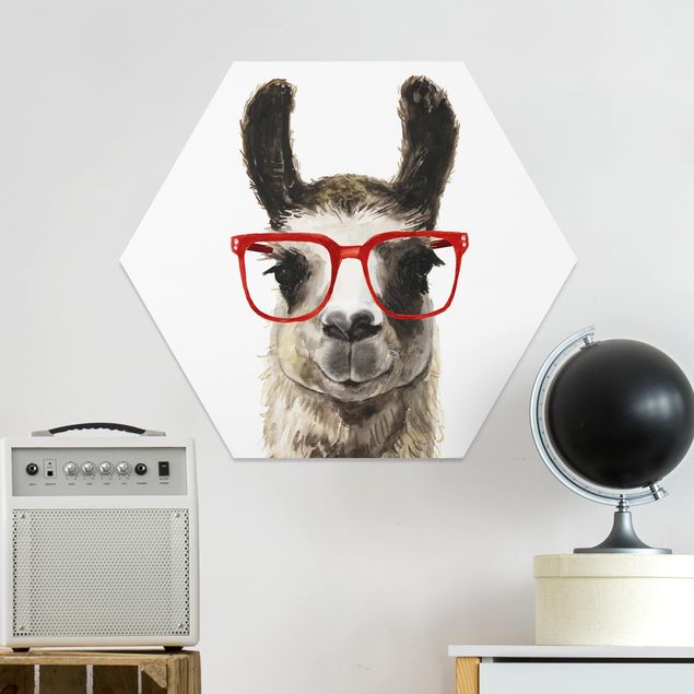 Bilder auf Hartschaumplatte Hippes Lama mit Brille II