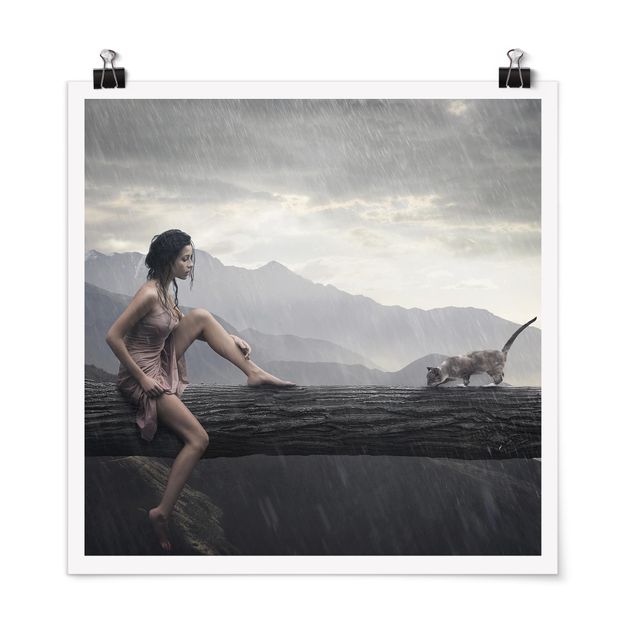 Poster - Jane in the rain - Quadrat 1:1