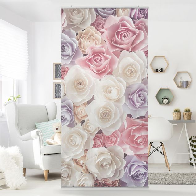 Vorhang Raumteiler Pastell Paper Art Rosen