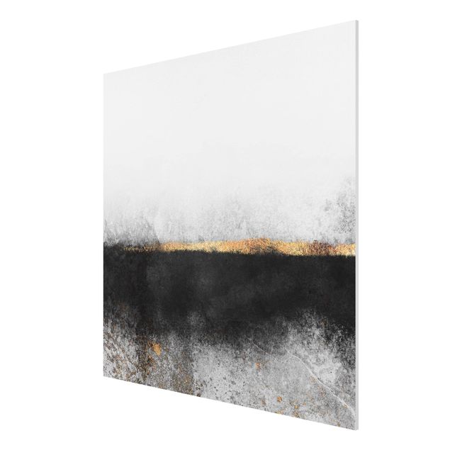 Bilder auf Hartschaumplatte Abstrakter Goldener Horizont Schwarz Weiß