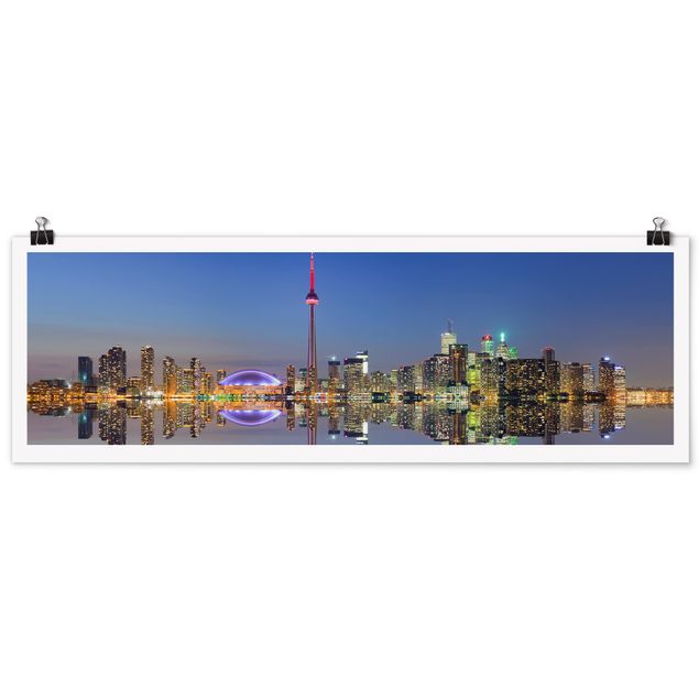 Poster - Toronto City Skyline vor Lake Ontario - Panorama Querformat