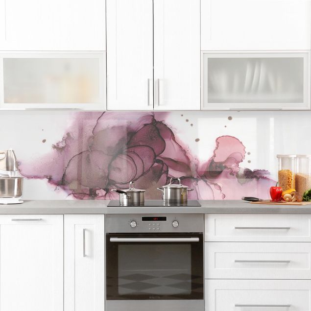 Küchenrückwand Muster Fließende Reinheit in Violett