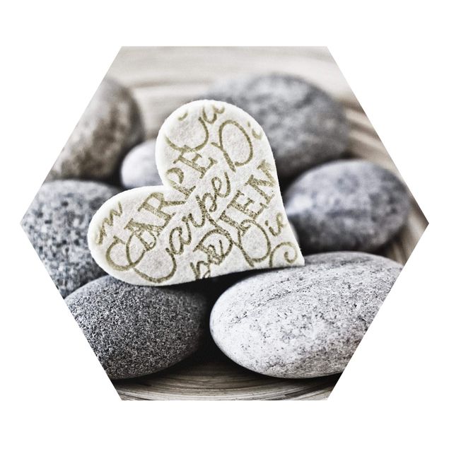 Hexagon Bild Forex - Carpe Diem Herz mit Steinen