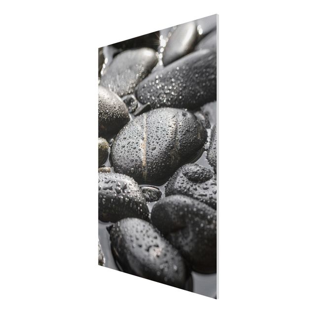 Forex Fine Art Print - Schwarze Steine im Wasser - Hochformat 3:2