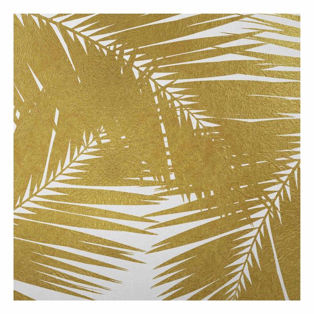 Alu Dibond Bilder Blick durch goldene Palmenblätter