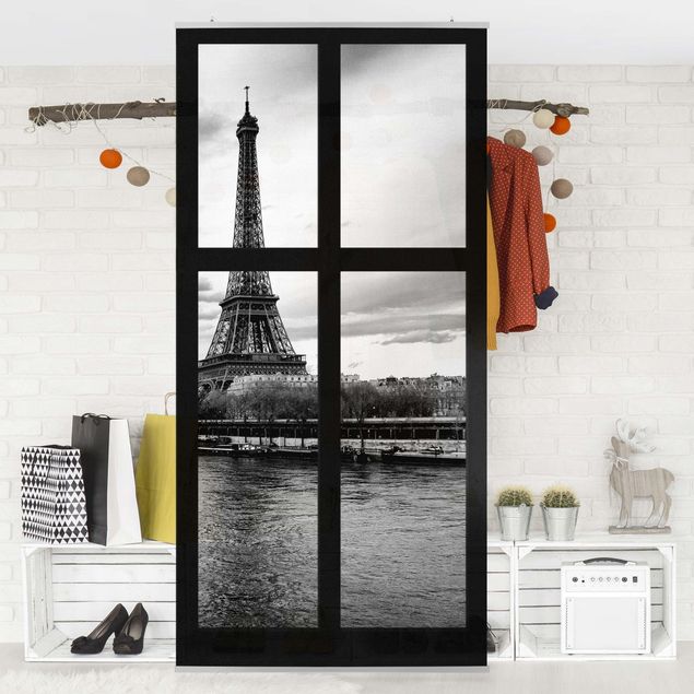 Raumtrenner Vorhang Fenster Eiffelturm Seine Paris