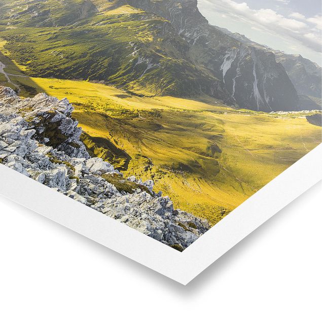 Poster - Berge und Tal der Lechtaler Alpen in Tirol - Querformat 3:4