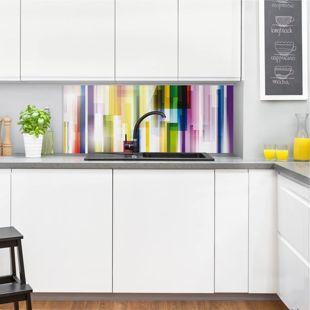 Glasrückwand Küche Muster Rainbow Cubes