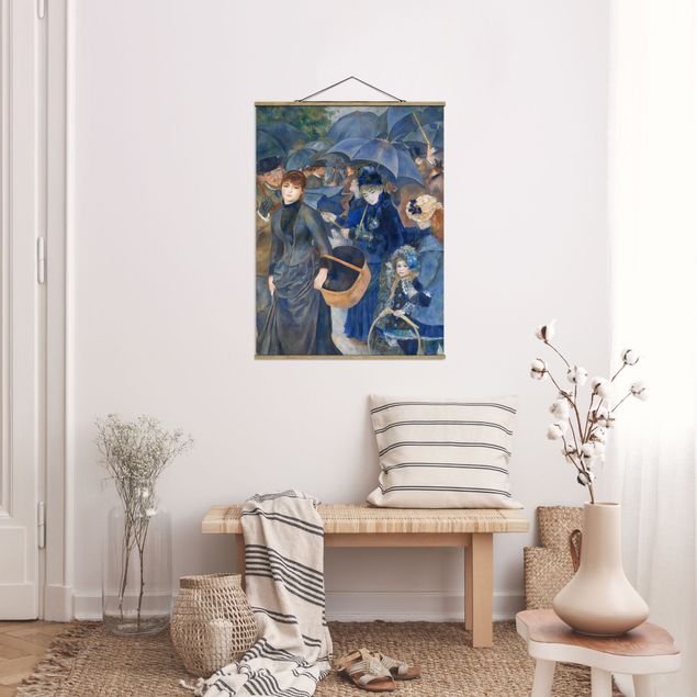 Stoffbild mit Posterleisten - Auguste Renoir - Die Regenschirme - Hochformat 3:4
