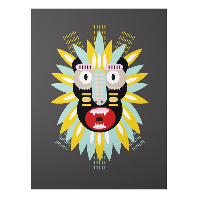 Alu Dibond Druck Collage Ethno Maske - King Kong