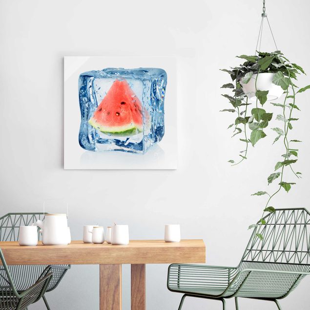 Schöne Wandbilder Melone im Eiswürfel