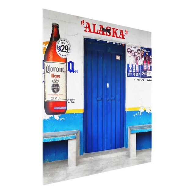 Wandbilder Glas XXL ALASKA Blue Bar