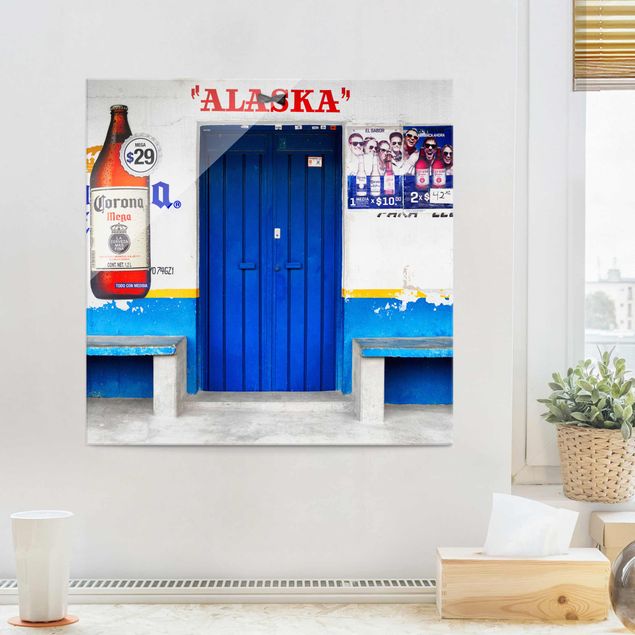 Glas Wandbilder ALASKA Blue Bar