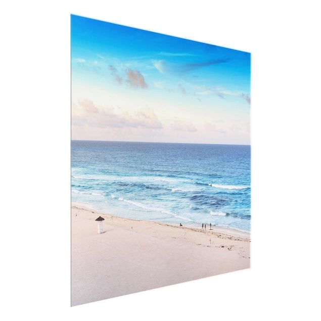 Glasbilder Karibik Cancun Ozean Sonnenuntergang