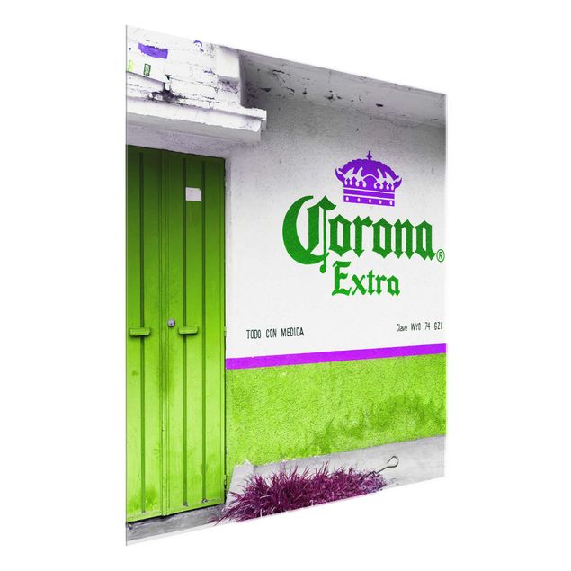 Wandbilder Glas XXL Corona Extra Grün