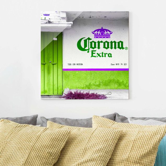 Glasbild - Corona Extra Grün - Quadrat 1:1