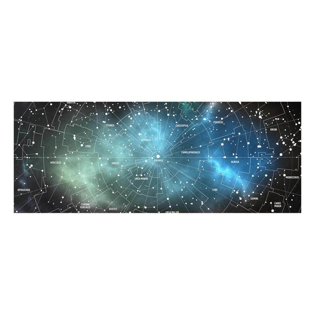 Bilder auf Glas Sternbilder Karte Galaxienebel