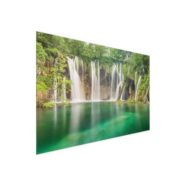 Natur Glasbilder Wasserfall Plitvicer Seen