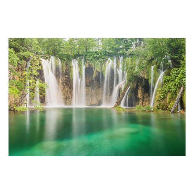 Glasbild Landschaften Wasserfall Plitvicer Seen