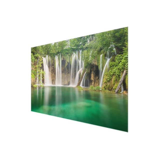 Glasbilder Grün Wasserfall Plitvicer Seen