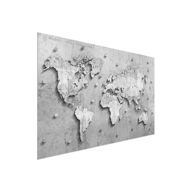 Schöne Wandbilder Beton Weltkarte