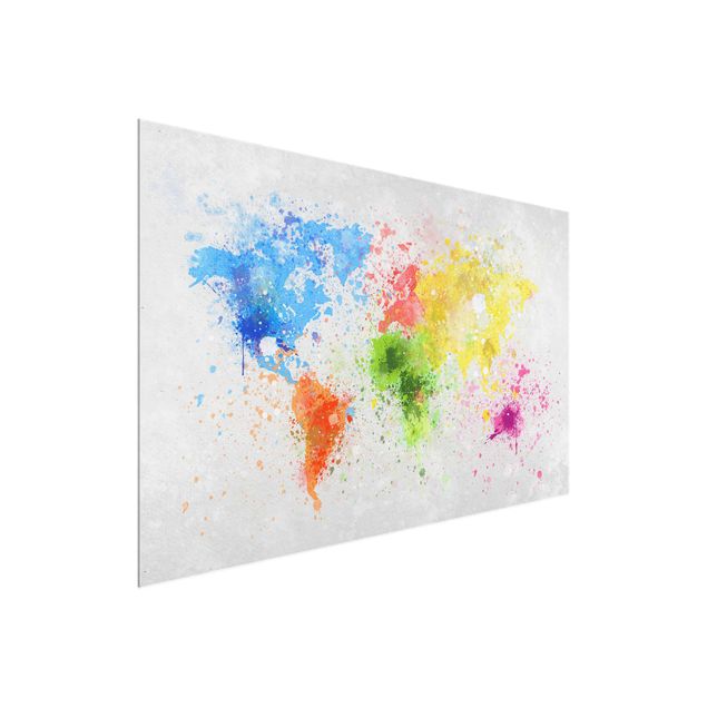 Schöne Wandbilder Bunte Farbspritzer Weltkarte