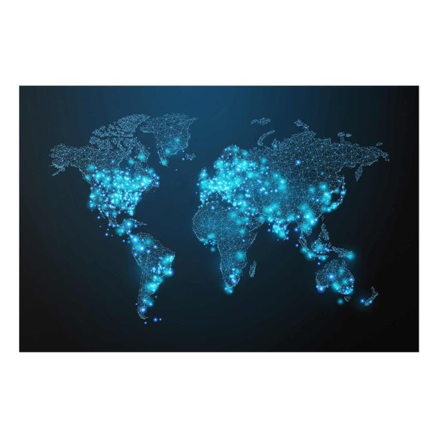 Glasbilder Connected World Weltkarte
