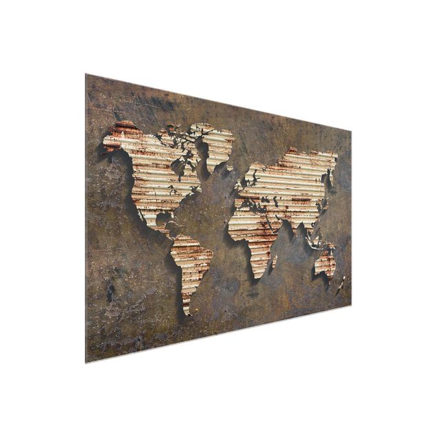 Bilder für die Wand Rost Weltkarte