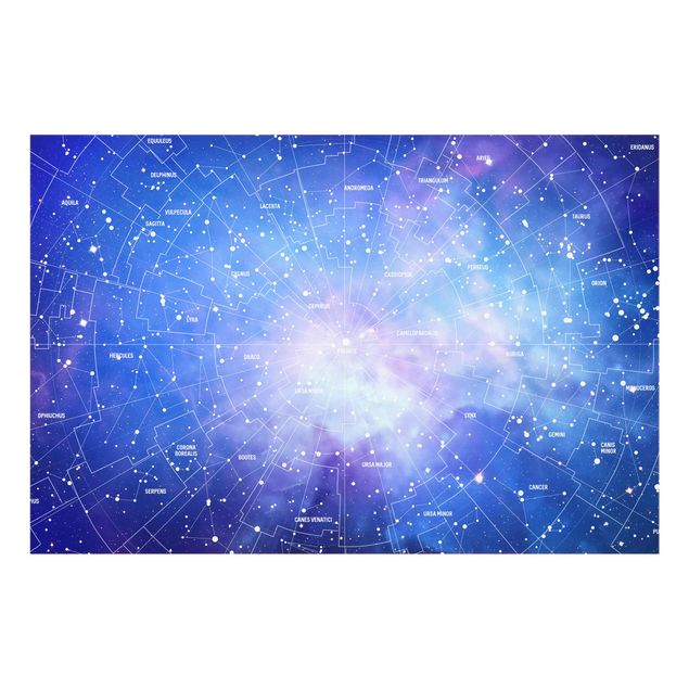 Glas Wandbilder Sternbild Himmelkarte